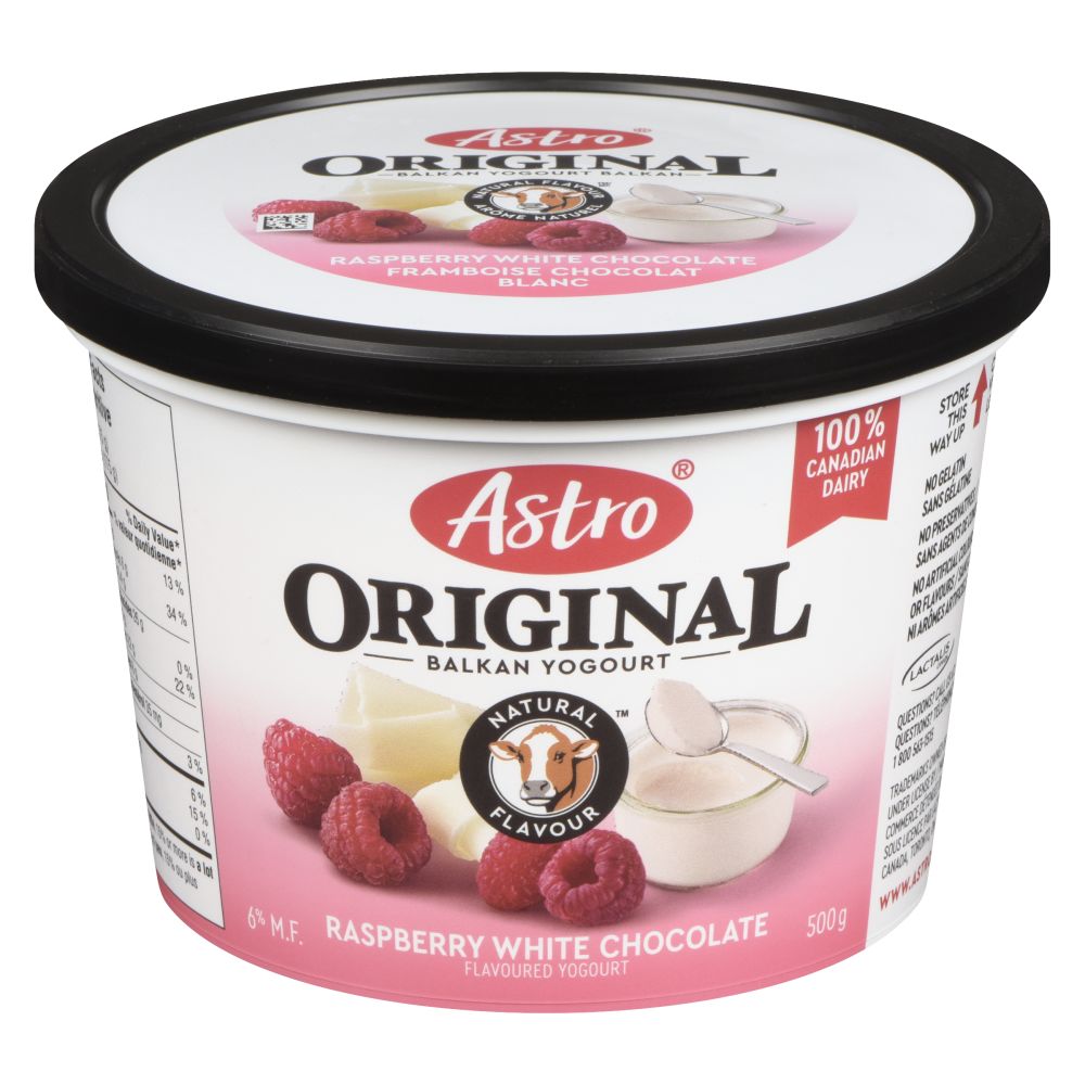 Astro Raspberry White Chocolate Balkan Yogourt 6% M.F. 500g