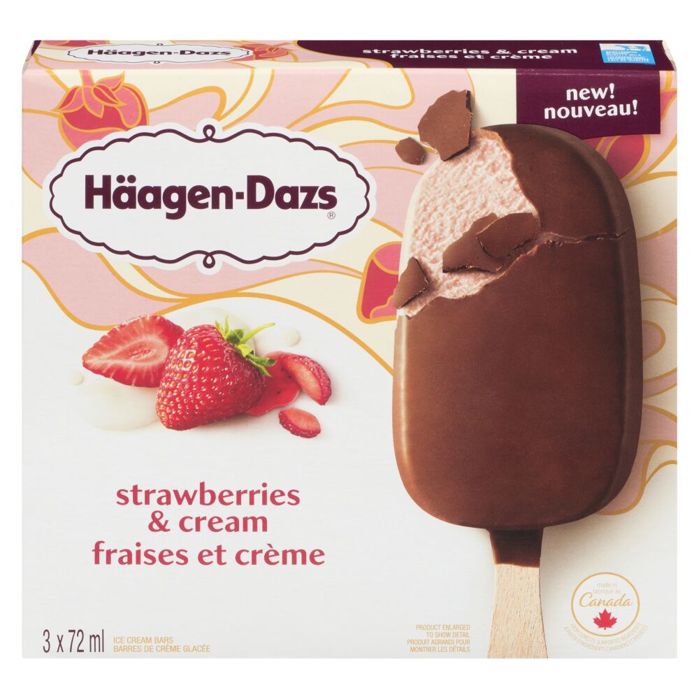 Häagen-Dazs Strawberries & Cream Ice Cream Bars 3x72ml