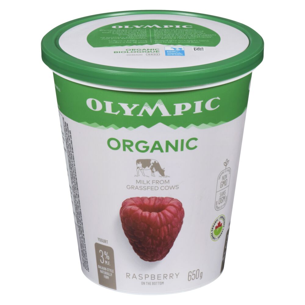 Olympic Organic Raspberry Balkan Style Yogurt 3% M.F. 650g