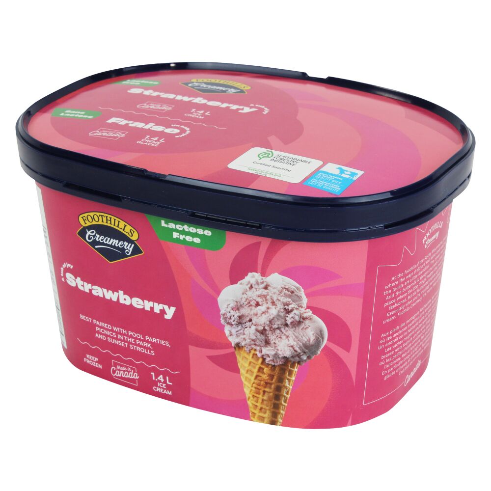 Foothills Creamery Lactose Free Strawberry Ice Cream 1.4L