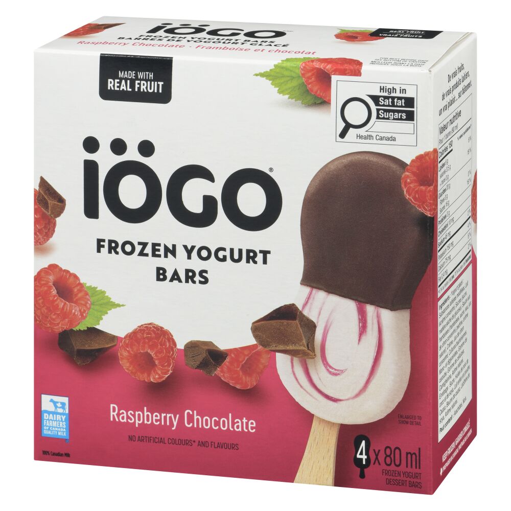 Iögo Raspberry Chocolate Frozen Yogurt Bars 4x80ml