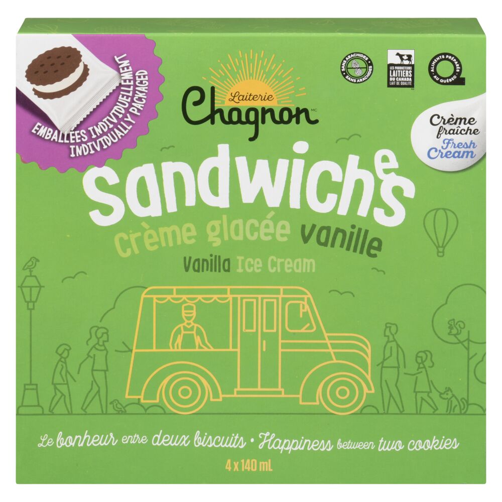 Chagnon Vanilla Ice Cream Sandwiches 4x140ml