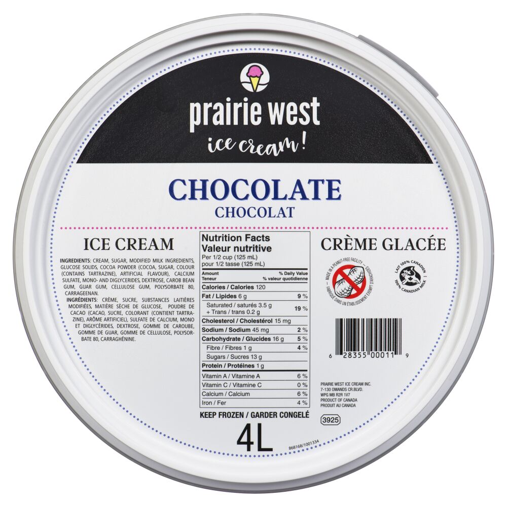 Prairie West Ice Cream! Chocolate Ice Cream 4L