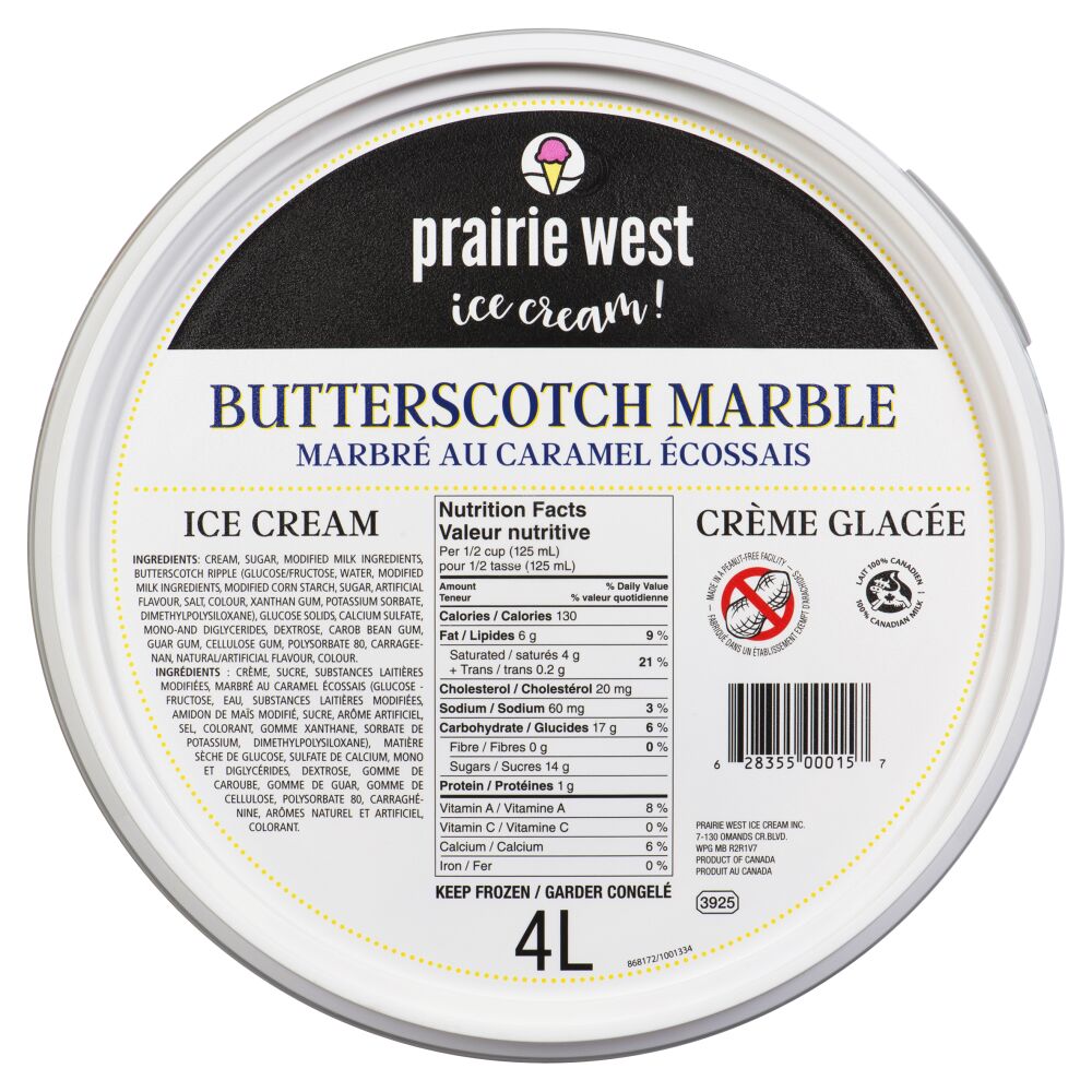 Prairie West Ice Cream! Butterscotch Marble Ice Cream 4L