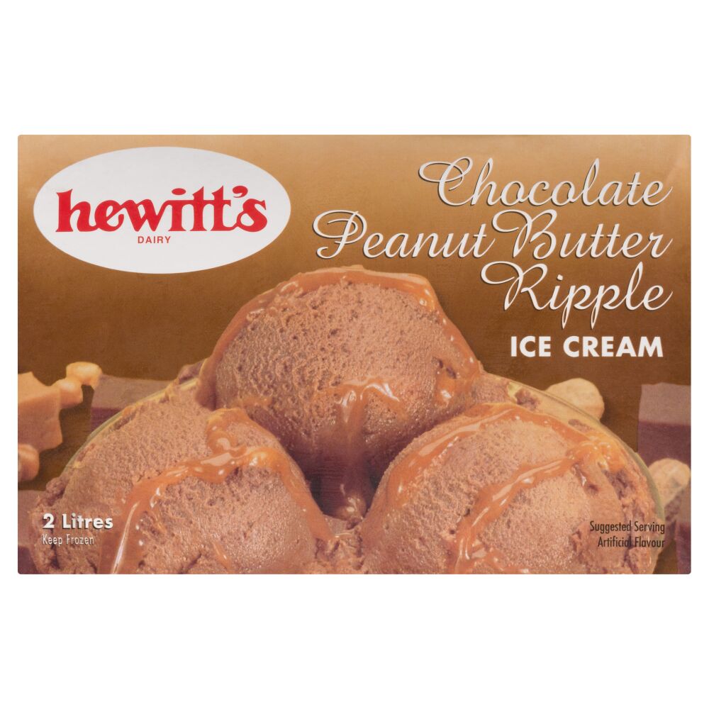 Hewitt's Dairy Chocolate Peanut Butter Ripple Ice Cream 2L