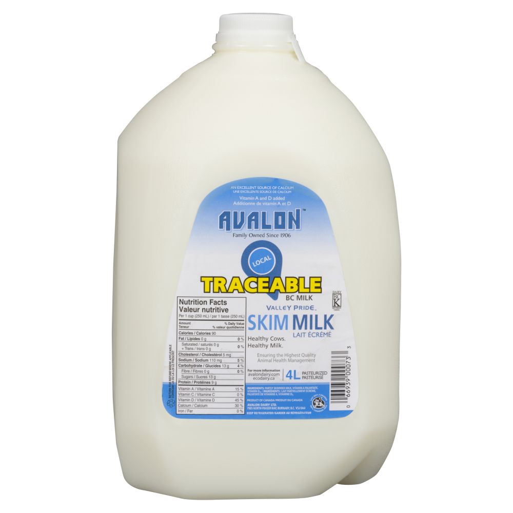 Avalon Traceable Skim Milk 0% M.F. 4L