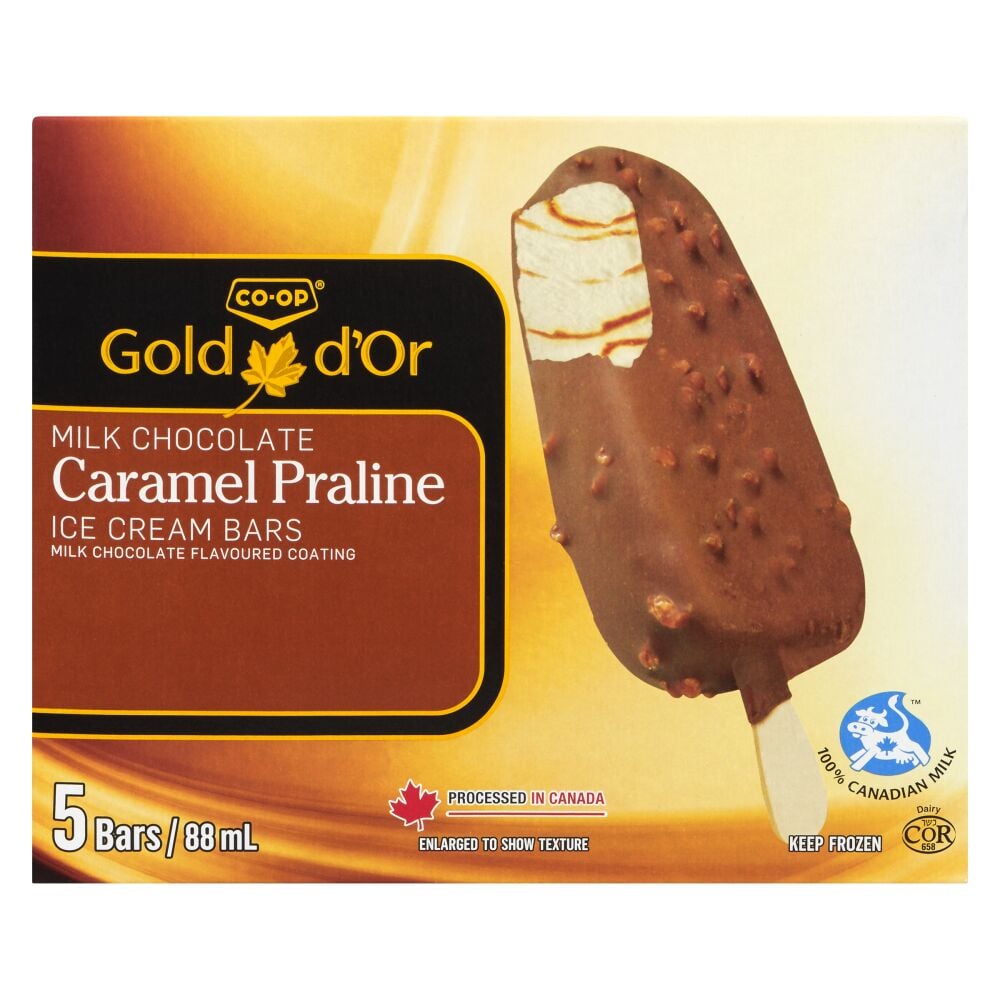 CO-OP Gold Caramel Praline Ice Cream Bars 5x88ml