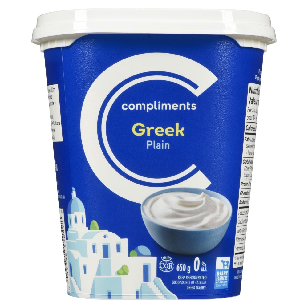 Compliments Plain Greek Yogurt 0% M.F. 650g