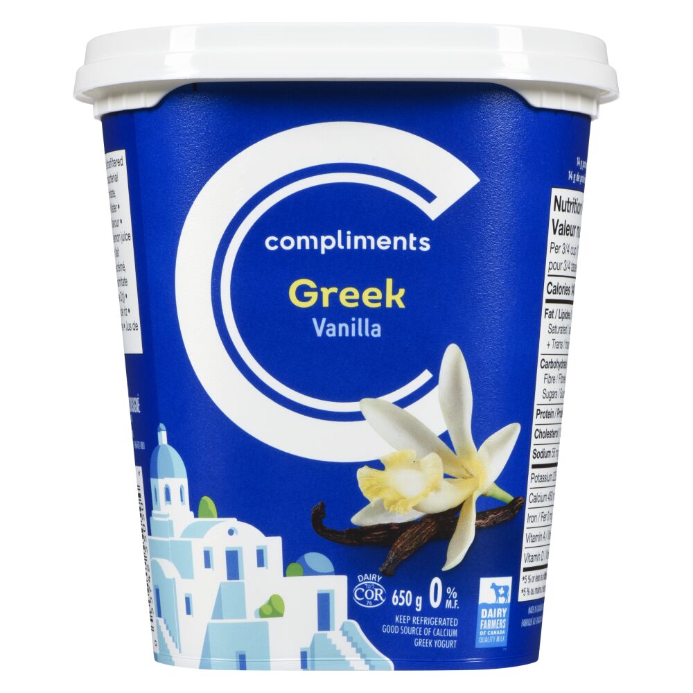 Compliments Vanilla Greek Yogurt 0% M.F. 650g
