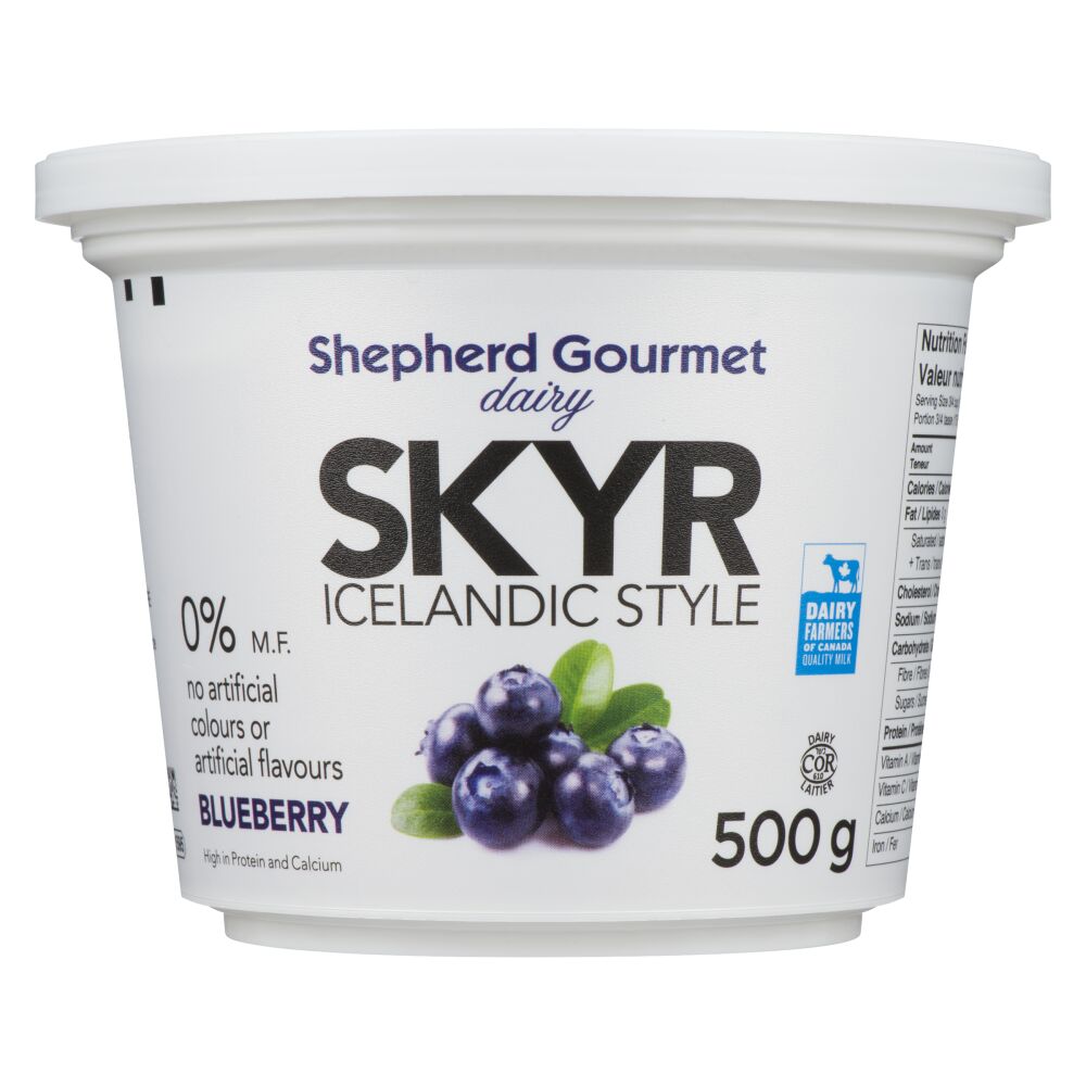 Shepherd Gourmet Dairy Skyr Icelandic Style Blueberry Yogurt 0% M.F. 500g