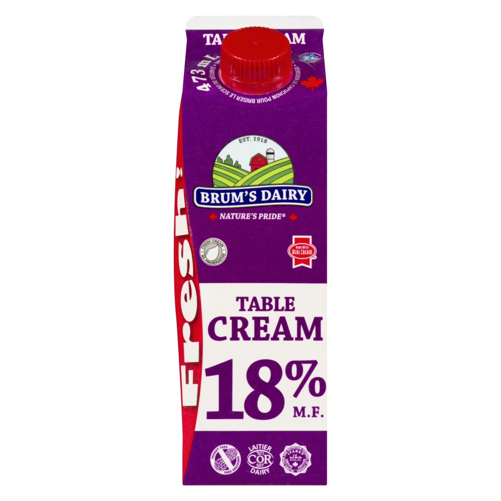 Brum's Dairy Table Cream 18% M.F. 473ml