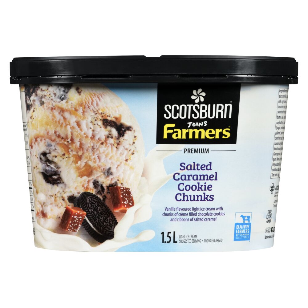 Scotsburn Joins Farmers Salted Caramel Cookie Chunks Premium Light Ice Cream 1.5L