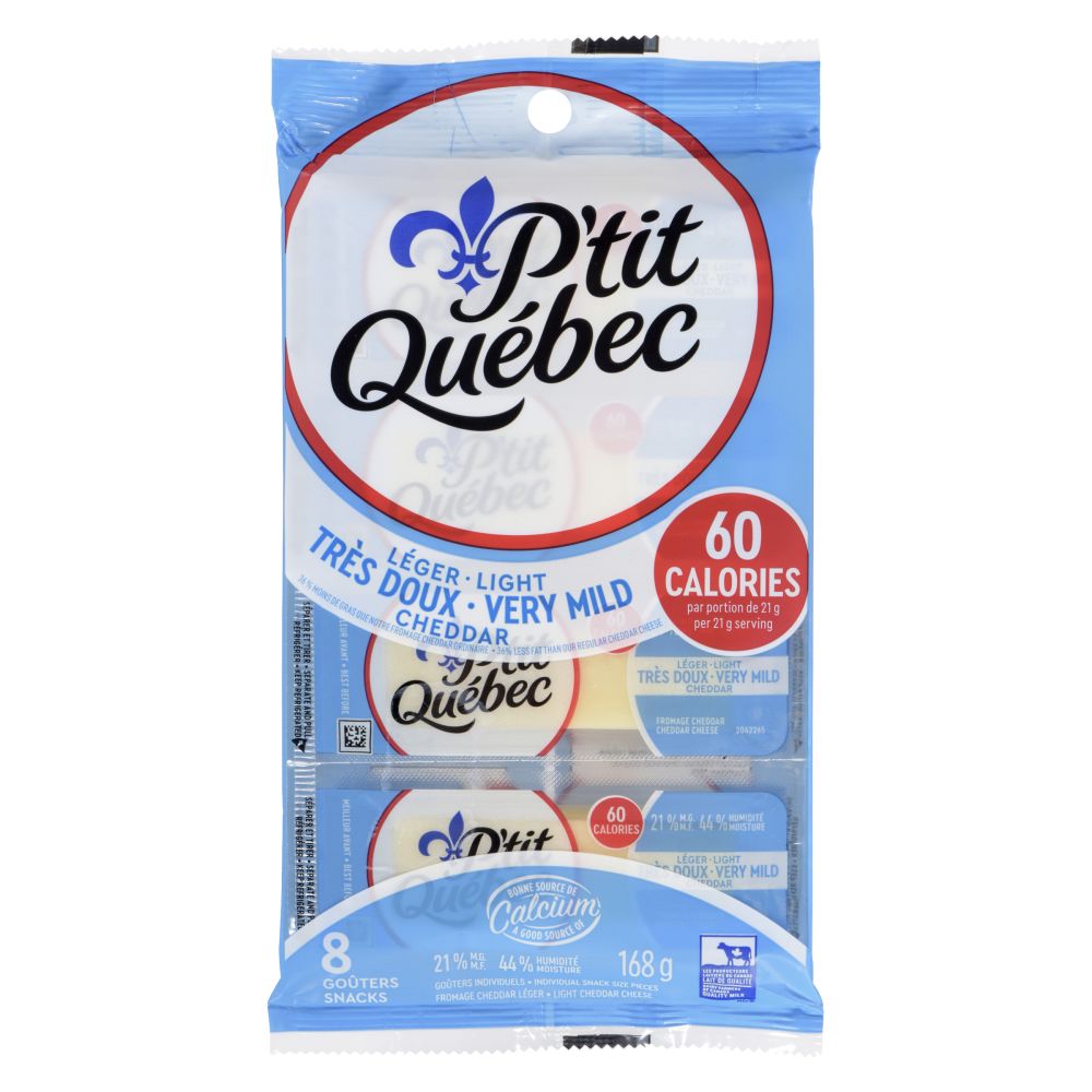 P'tit Québec Very Mild White Light Cheddar Snacks 168g