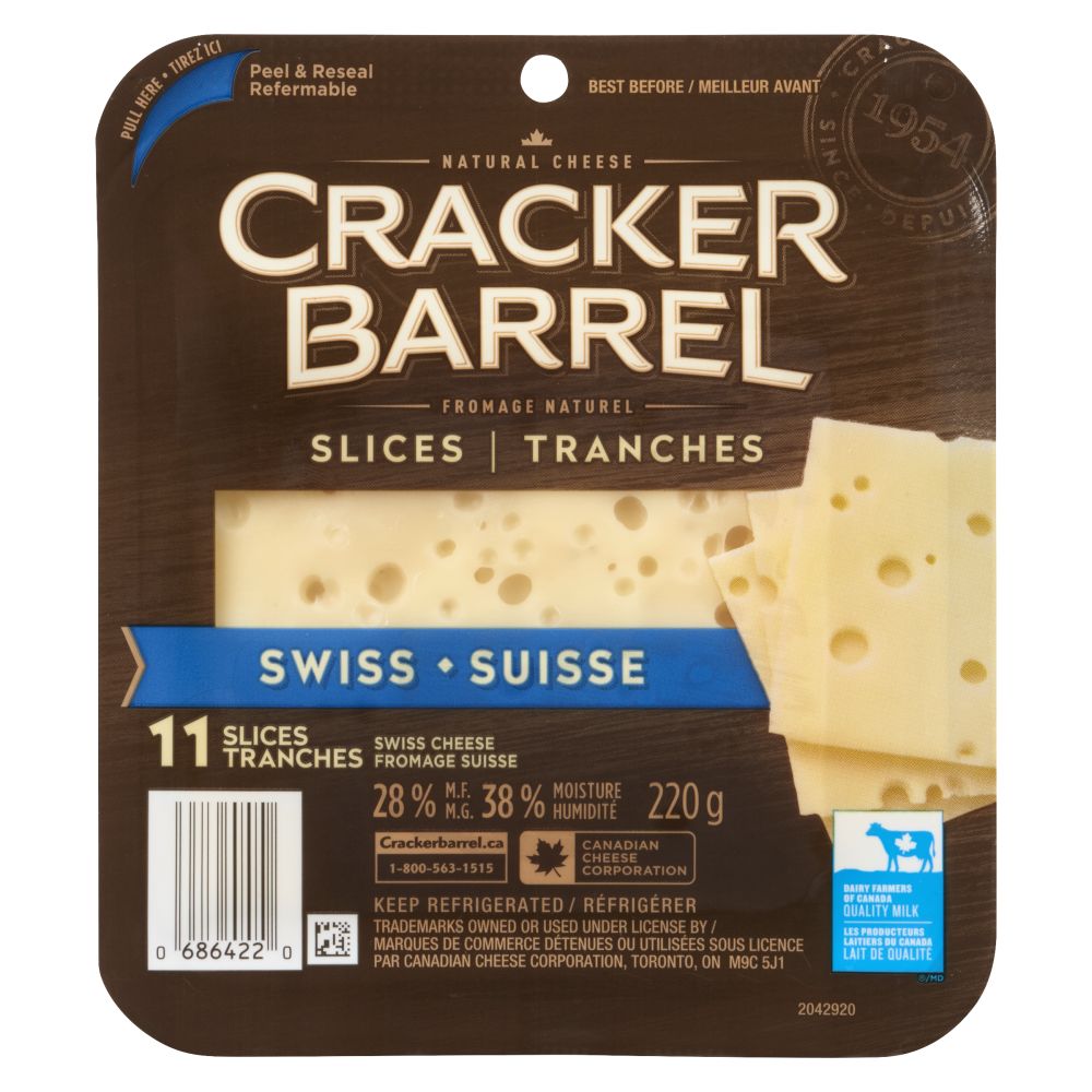 Cracker Barrel Sliced Swiss 220g