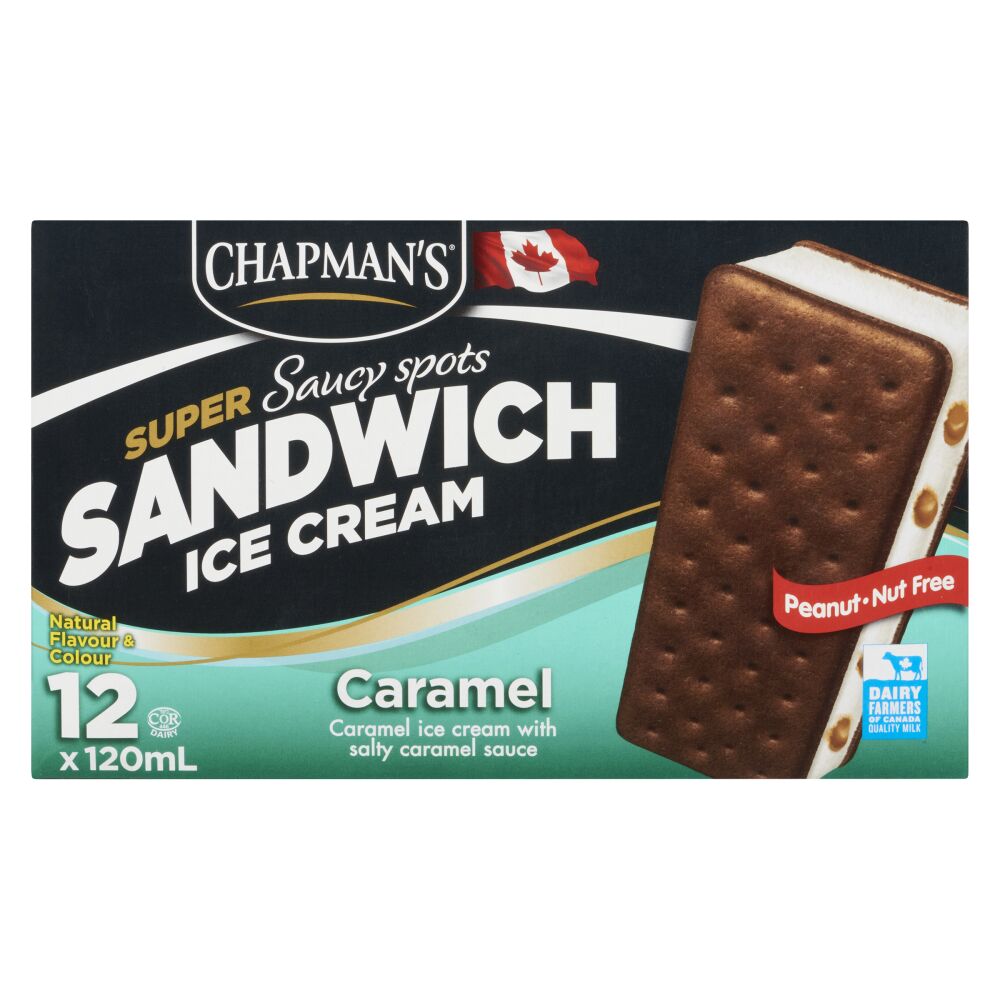 Chapman's Super Saucy Spots Sandwich Ice Cream Caramel 12x120ml