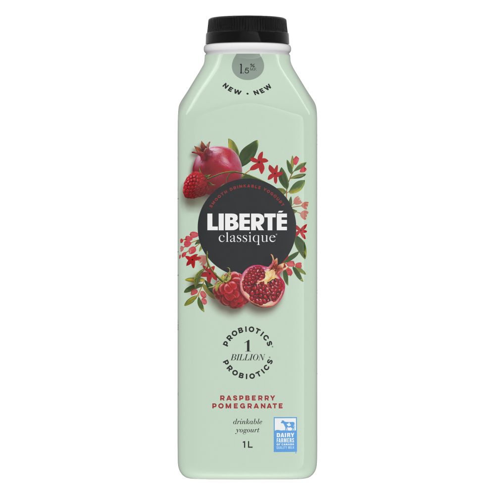 Liberté Raspberry Pomegranate Probiotic Drinkable Yogurt 1.5% M.F. 1L
