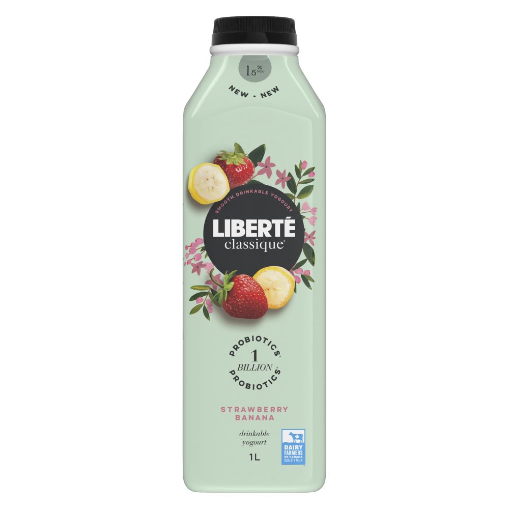 Liberté Strawberry Banana Probiotic Drinkable Yogurt 1.5% M.F. 1L
