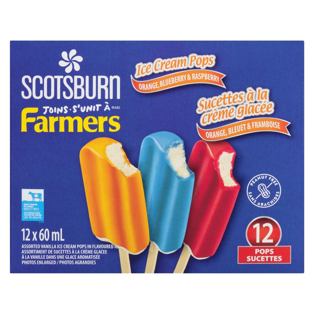 Scotsburn Orange, Blueberry & Raspberry Ice Cream Pops 12x60ml