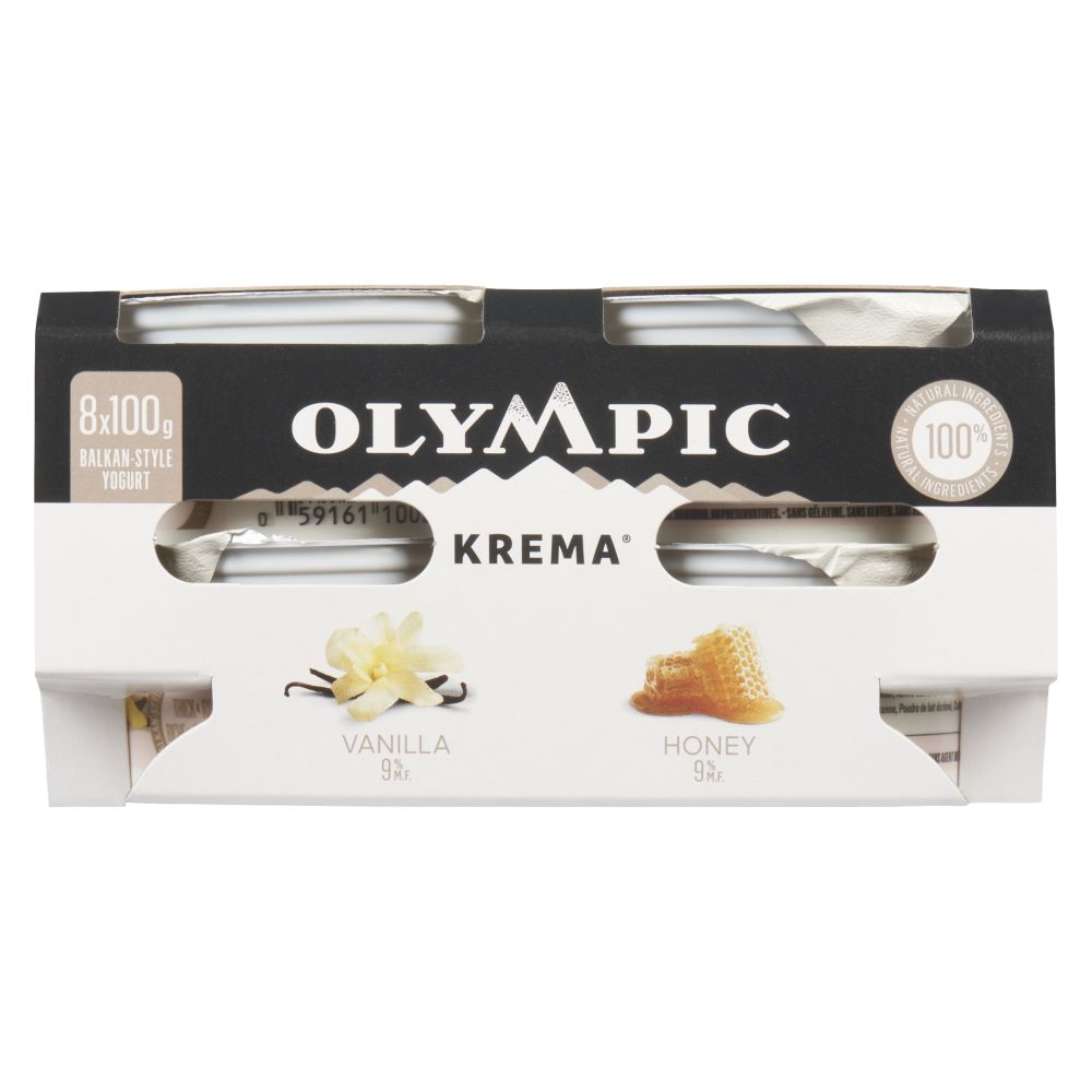 Olympic Vanilla Honey Balkan Style Yogurt 9% M.F. 8x100g