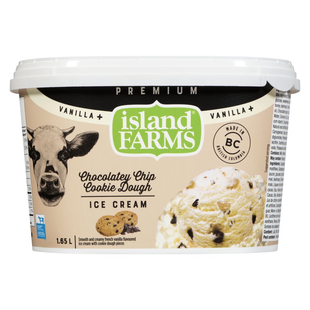 Island Farms Vanilla+ Chocolate Chip Cookie Dough Premium Ice Cream 1.65L