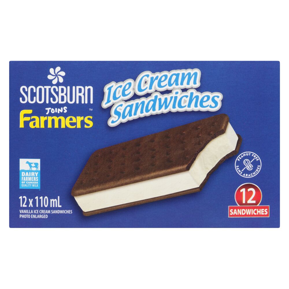 Scotsburn Ice Cream Sandwiches Vanilla 12X100ml