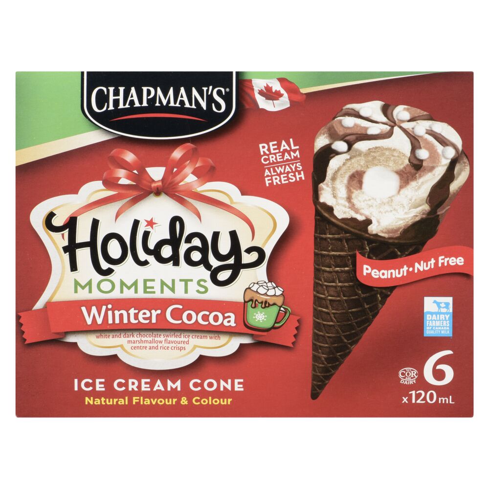 Chapman's Holiday Moments Winter Cocoa Ice Cream Cones 6x120ml