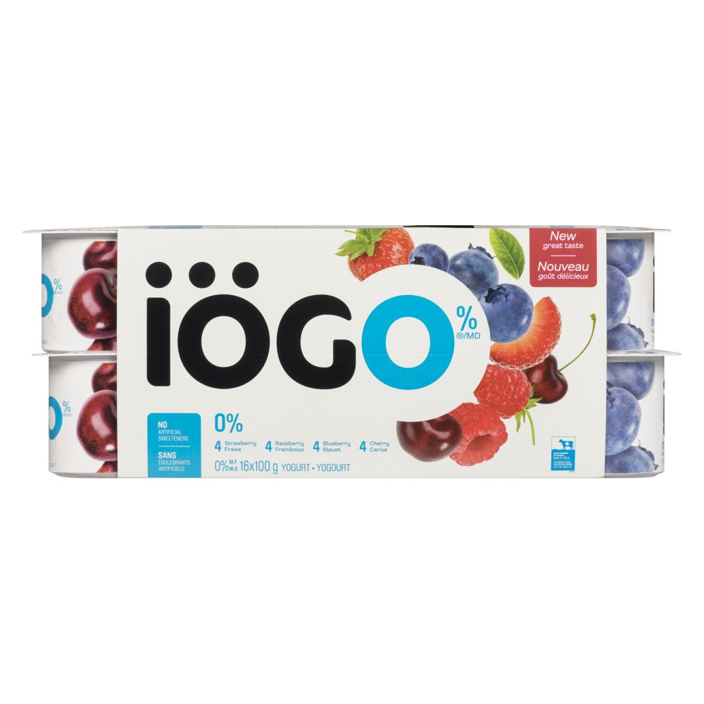 Iögo Strawberry, Raspberry, Blueberry, Cherry Yogurt 0% M.F. 16x100g