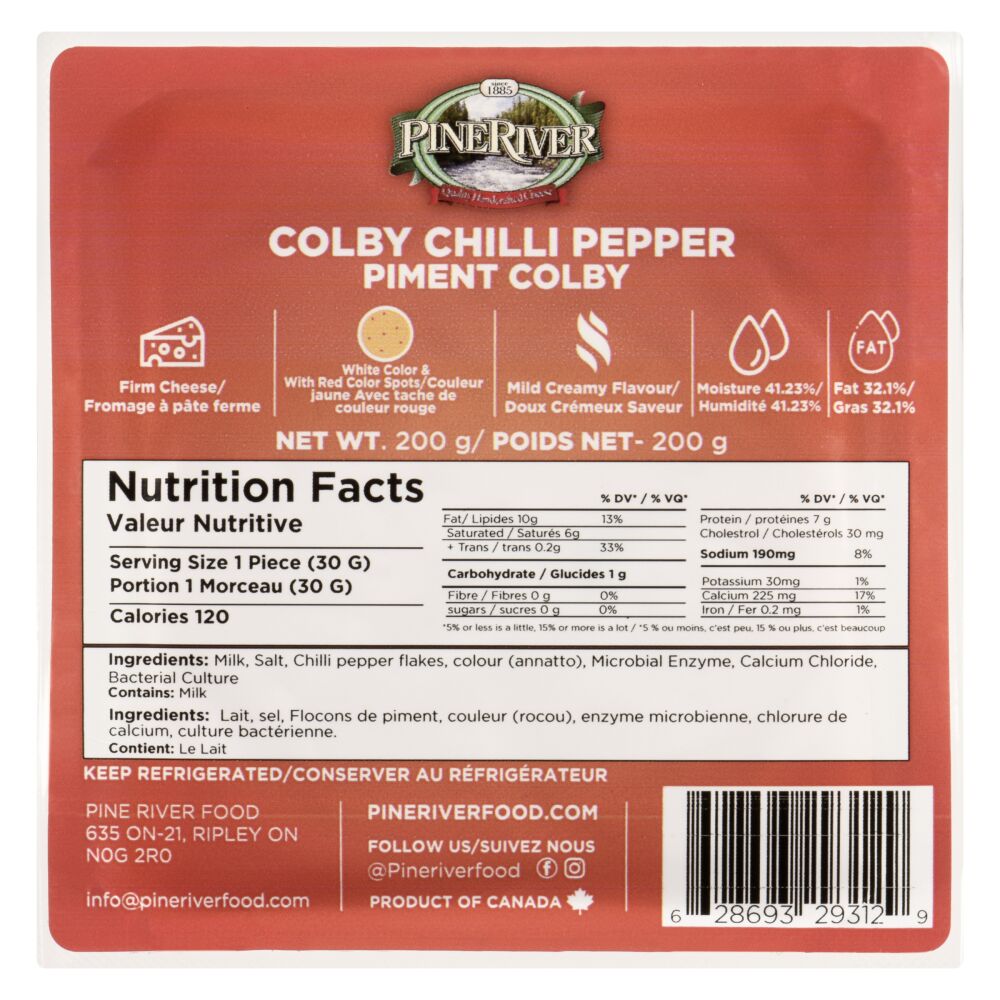 Pine River Chili Pepper Colby 200G