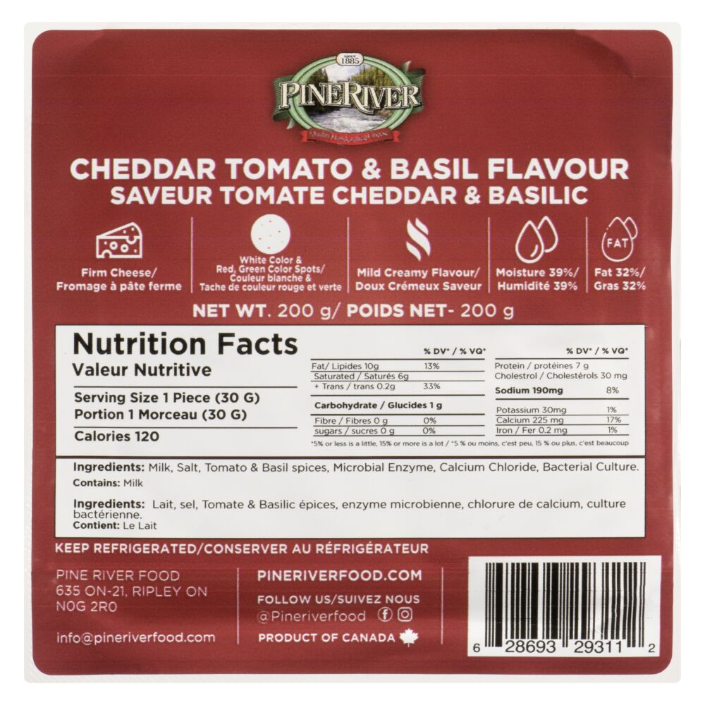 Pine River Tomato & Basil Cheddar 200G