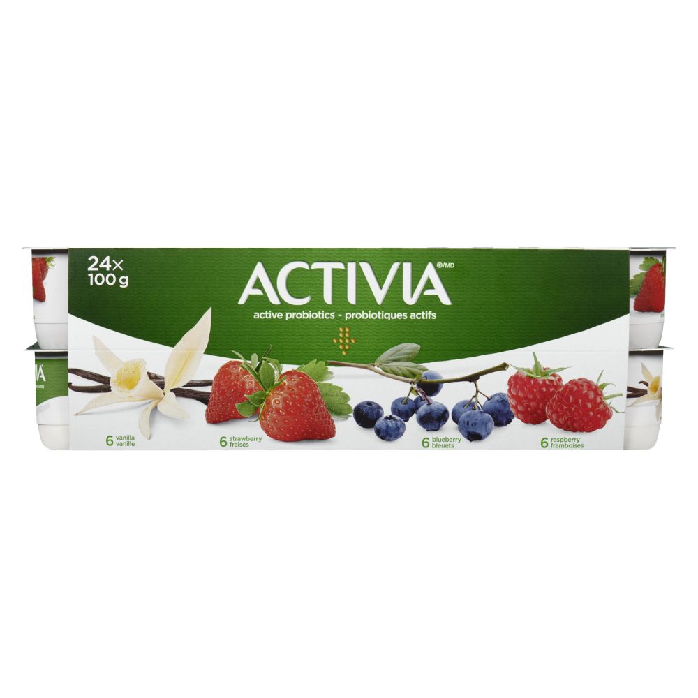 Activia Vanilla, Strawberry, Blueberry And Raspberry Probiotic Yogurt 24x100g