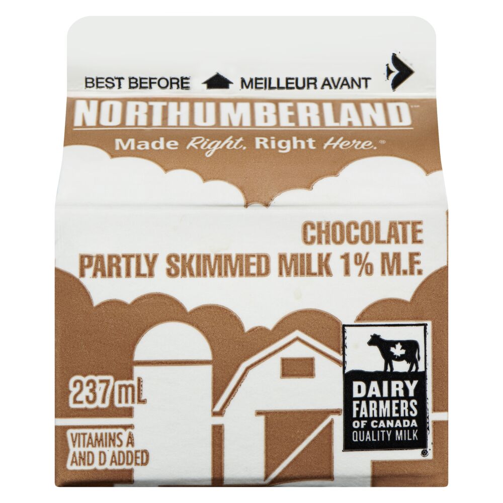 Northumberland Partly Skimmed Chocolate Milk 1% M.F. 237ml