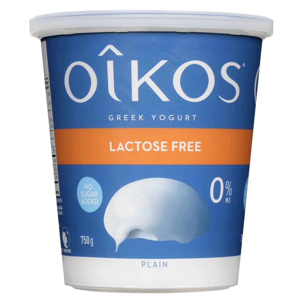 Oîkos Lactose Free No Sugar Added Plain Greek Yogurt 0% M.F. 750g