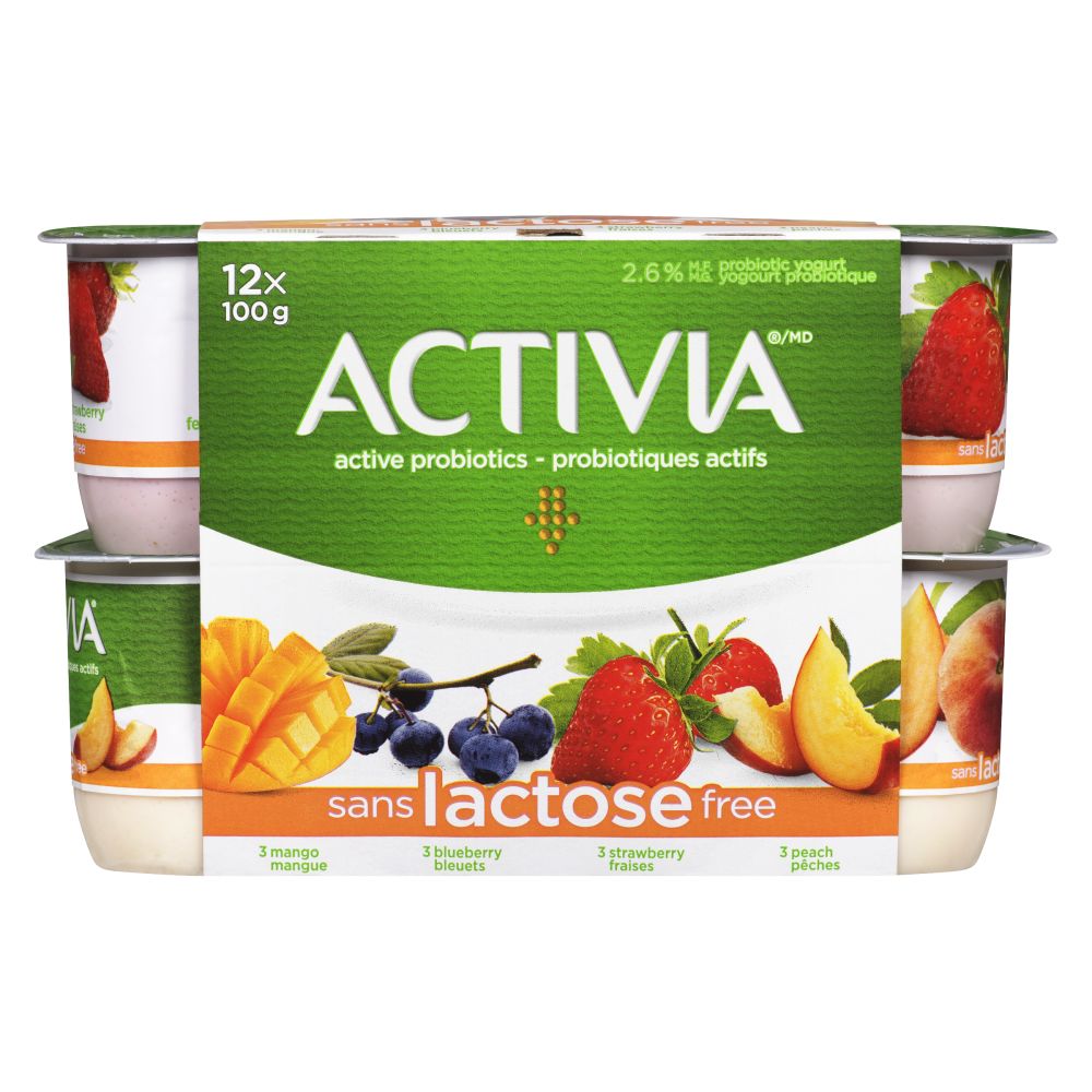 Activia Lactose Free Mango Blueberry Strawberry And Peach Probiotic 
