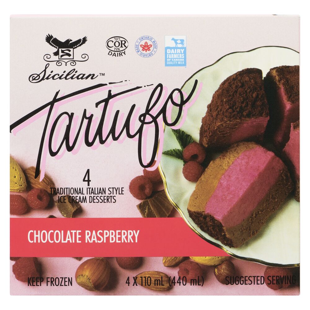 Sicilian Ice Cream Chocolate Raspberry Tartufo 4x110ml