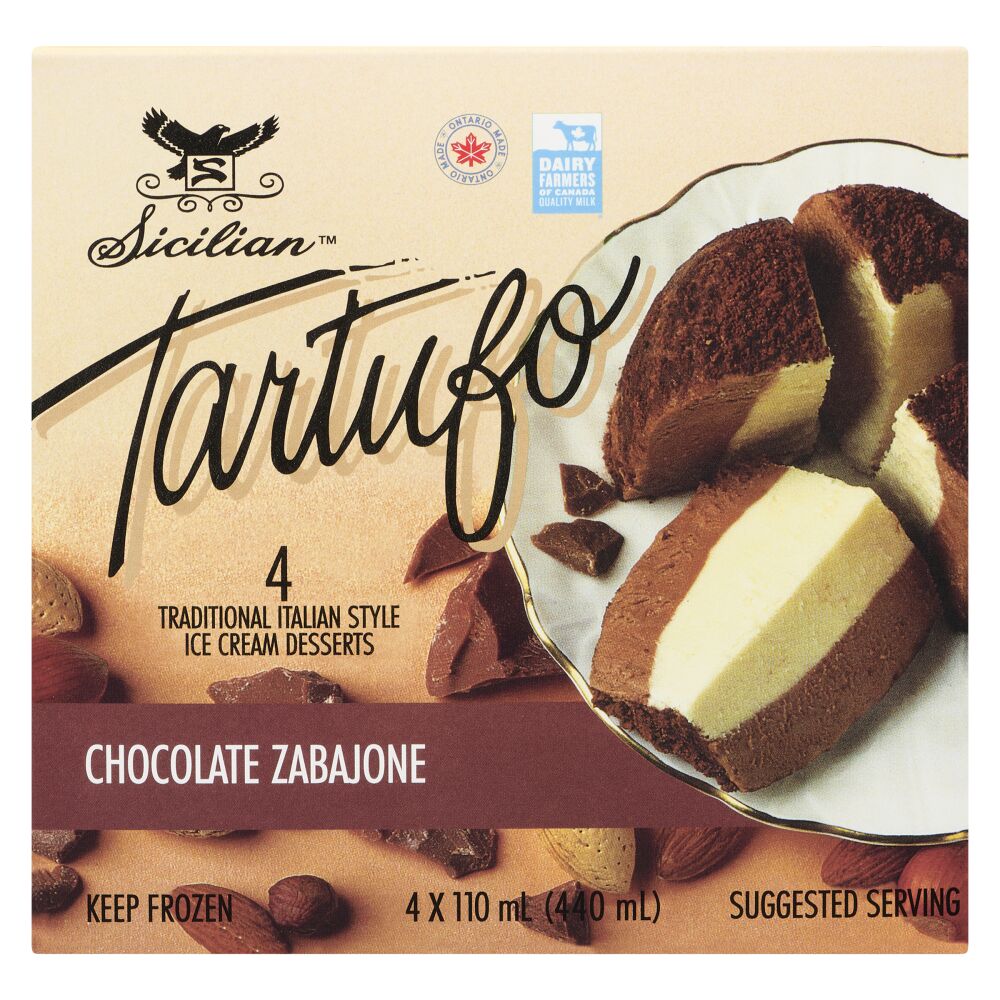 Sicilian Ice Cream Tartufo Chocolate Zabajone 4x110ml