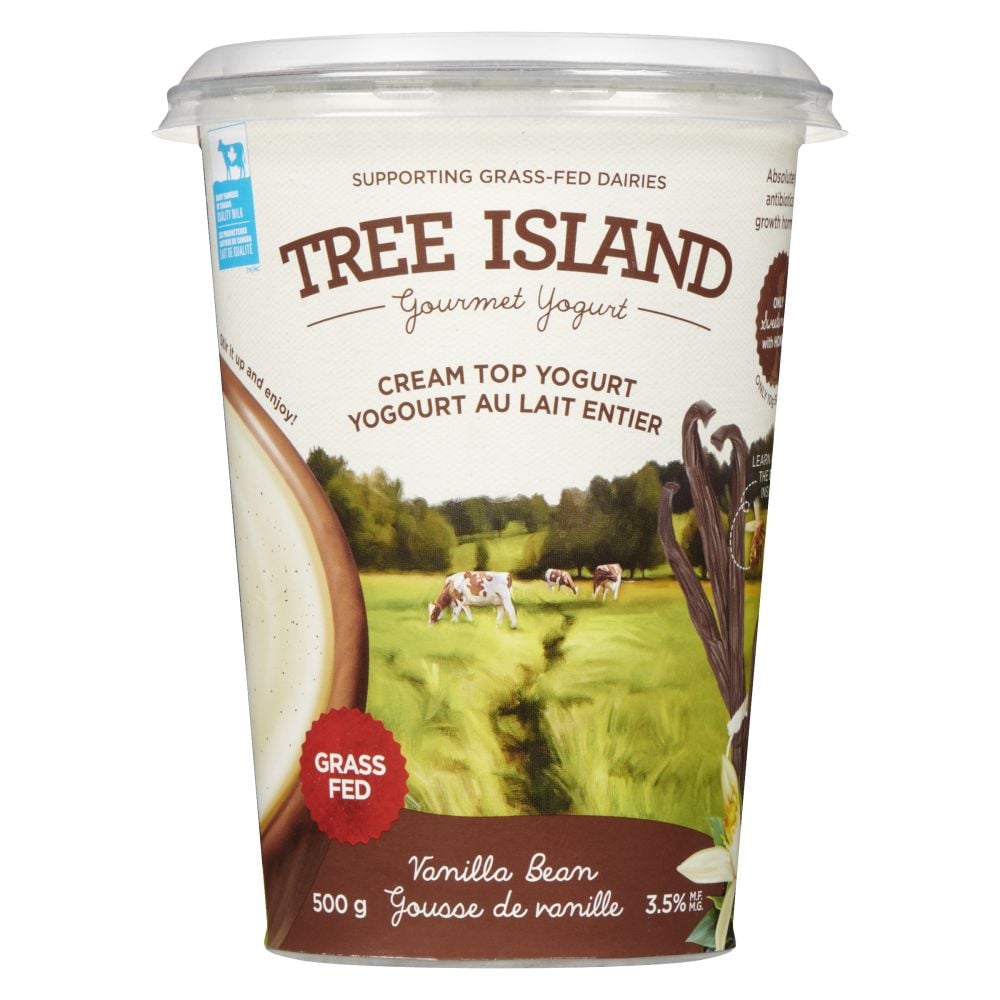 Tree Island Gourmet Yogurt Grass-Fed Vanilla Bean Cream Top Yogurt 3.5% M.F. 500g