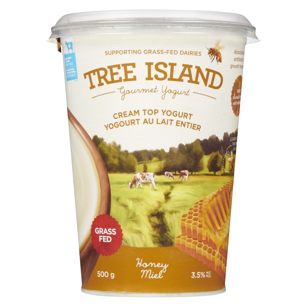 Tree Island Gourmet Yogurt Grass-Fed Honey Cream Top Yogurt 3.5% M.F. 500g