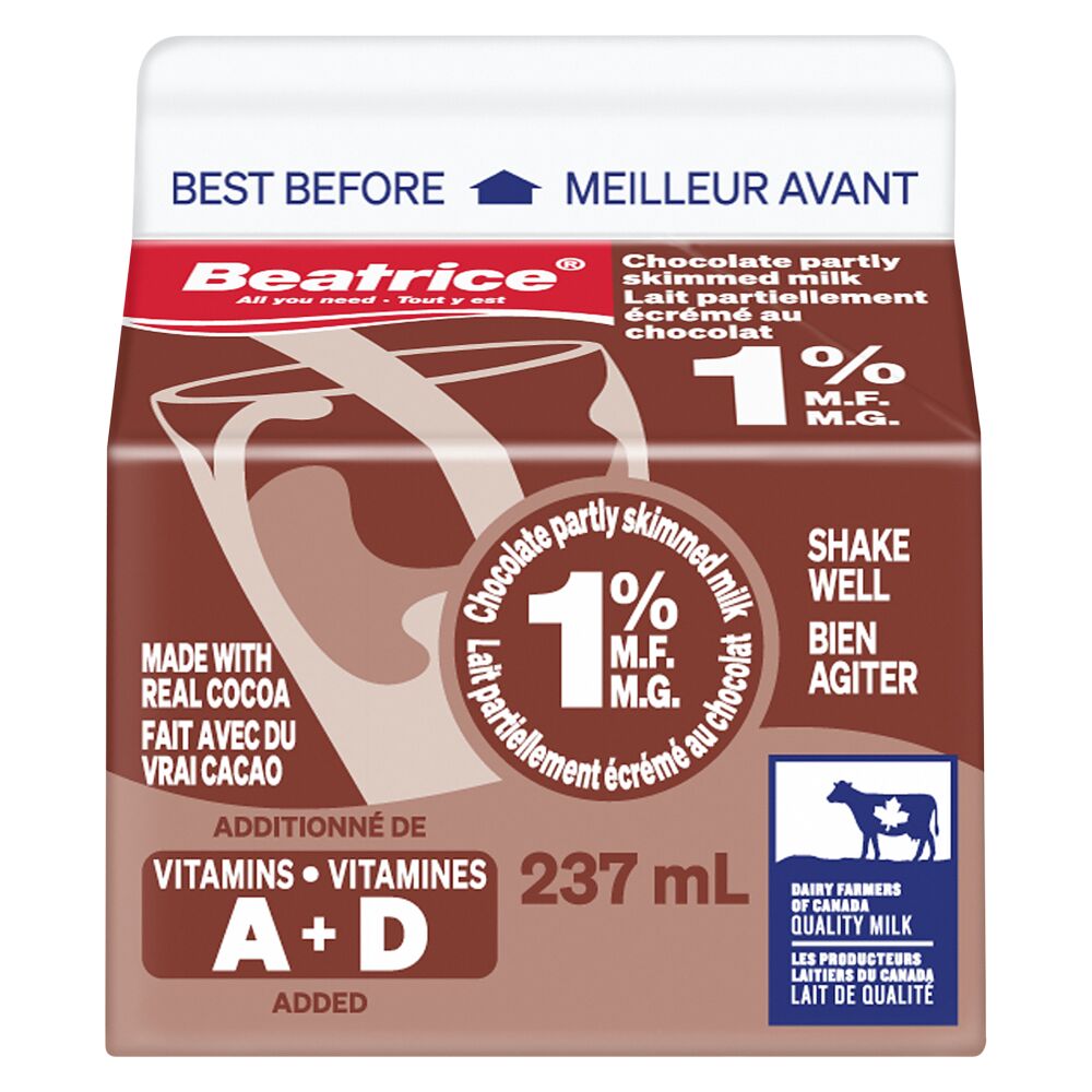 Beatrice Chocolate Partly Skimmed Milk 1% M.F. 237ml