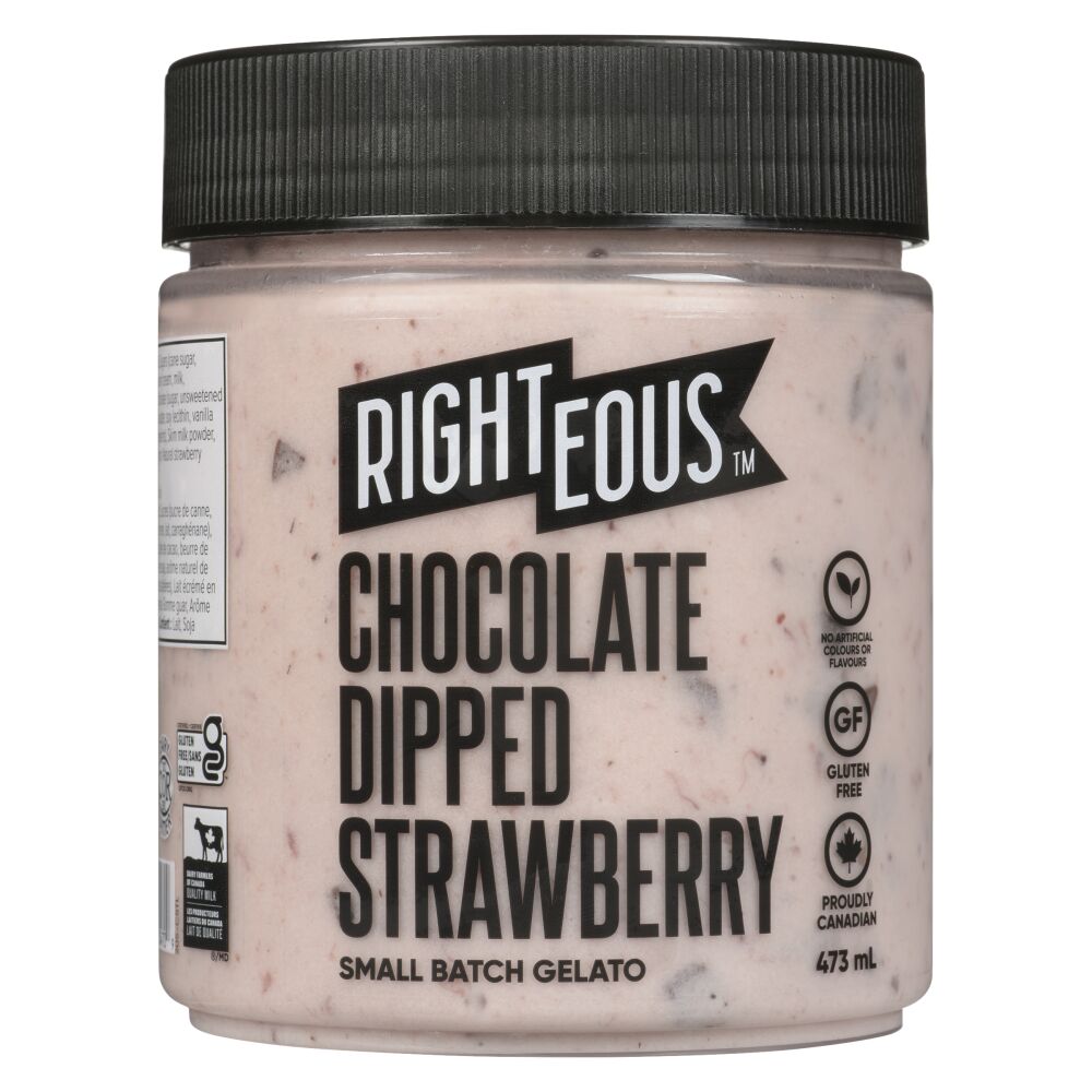 Righteous Chocolate Dipped Strawberry Gelato 473ml