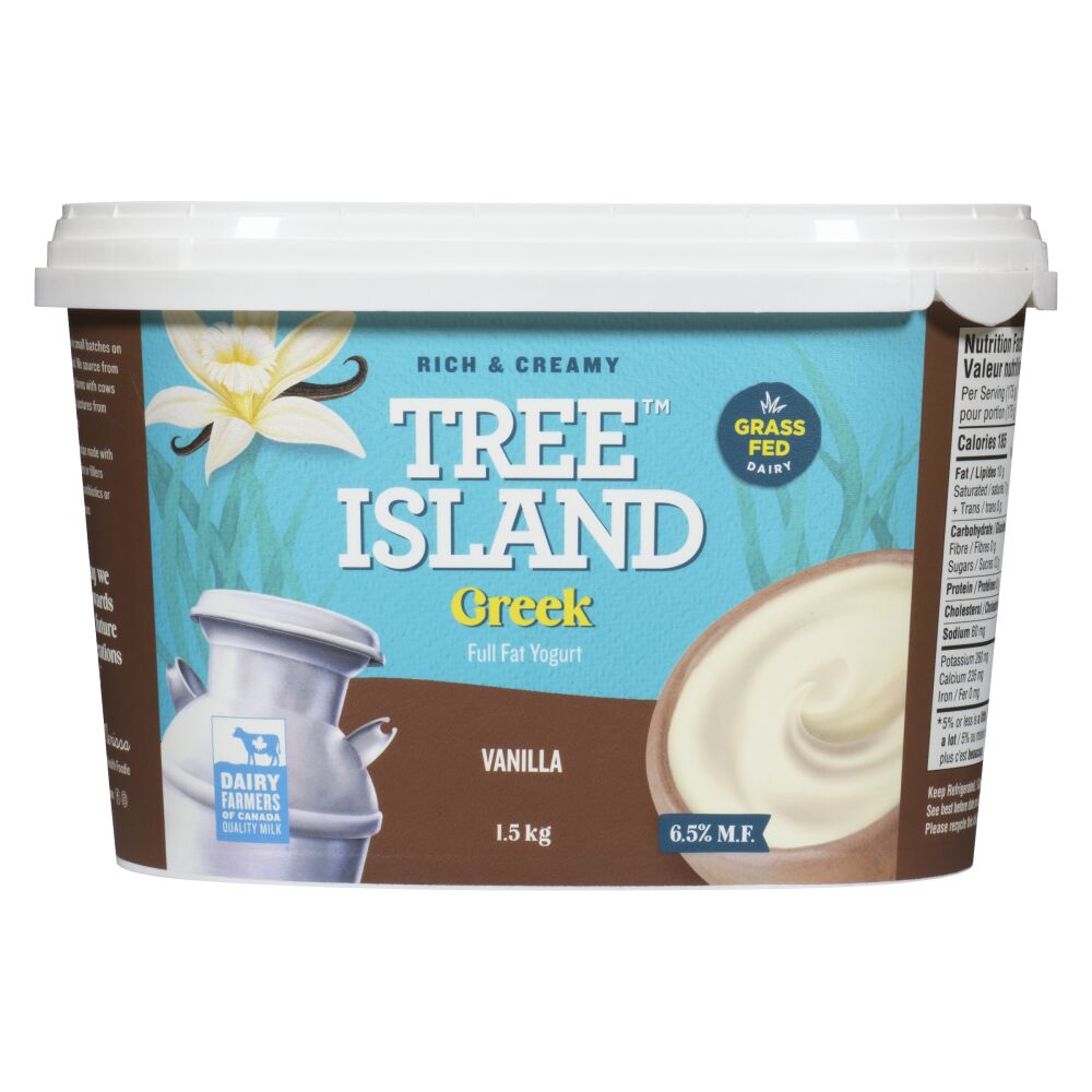 Tree Island Gourmet Yogurt Grass-Fed Vanilla Greek Yogurt 6.5% M.F. 1.5kg