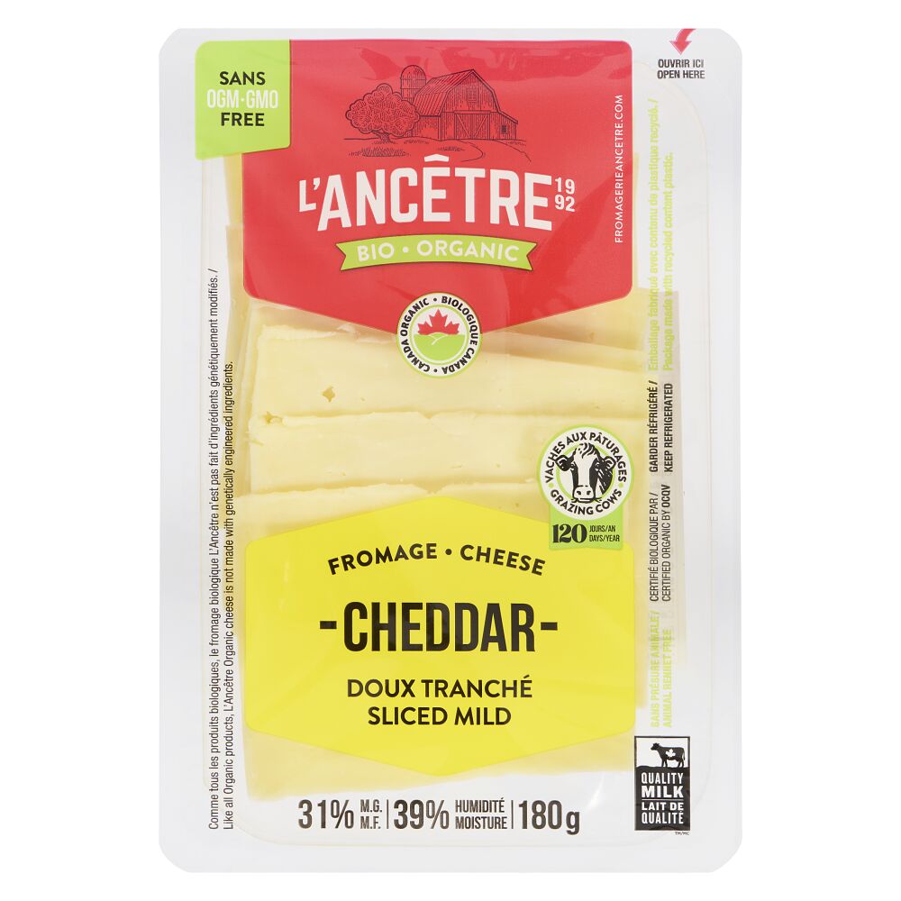 L'Ancêtre Organic Sliced Mild Cheddar 180g