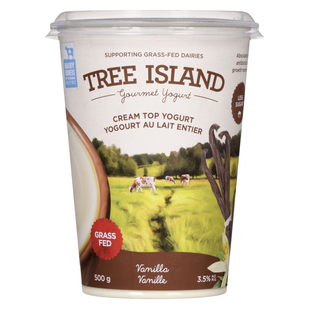 Tree Island Gourmet Yogurt Grass-Fed Vanilla Bean Cream Top Yogurt 3.5% M.F. 500g