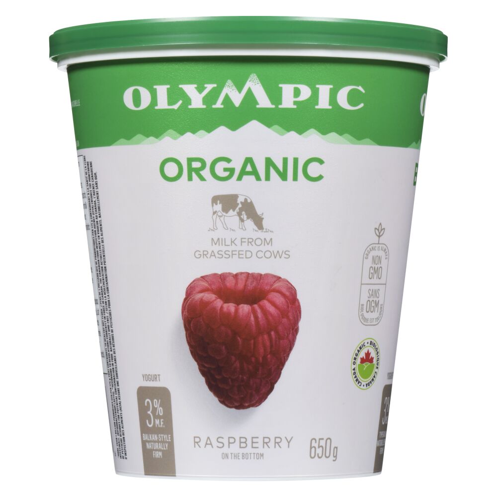 Olympic Organic Raspberry Balkan Style Yogurt 3% M.F. 650g