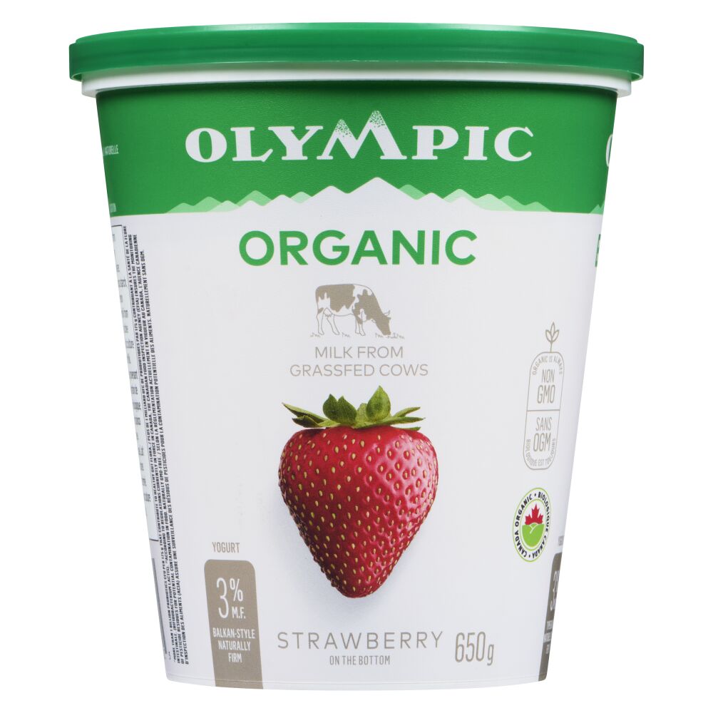 Olympic Organic Strawberry Balkan Style Yogurt 3% M.F. 650g