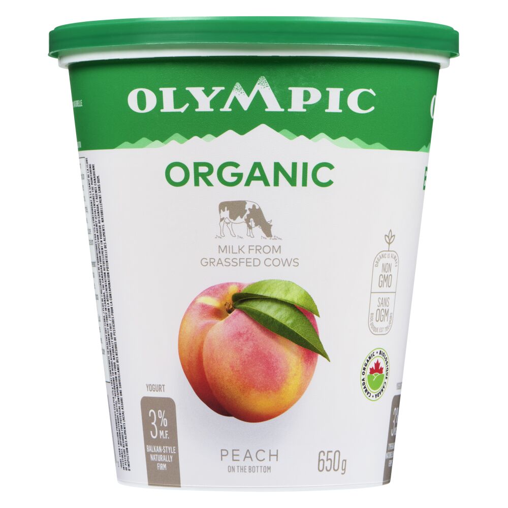 Olympic Organic Peach Balkan Style Yogurt 3% M.F. 650g