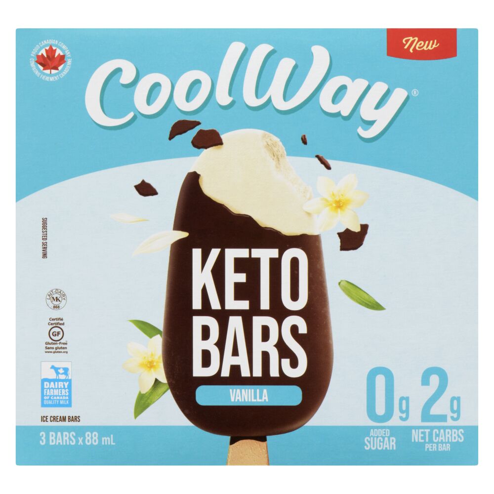 Coolway Chocolate Covered Vanilla Keto Ice Cream Bars 3x88ml