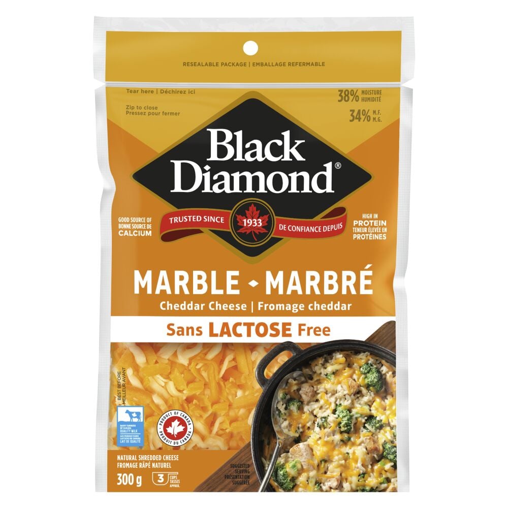 Black Diamond Shredded Lactose Free Marble Cheddar 300g