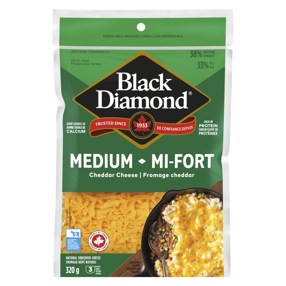 Black Diamond Shredded Medium Cheddar 320g