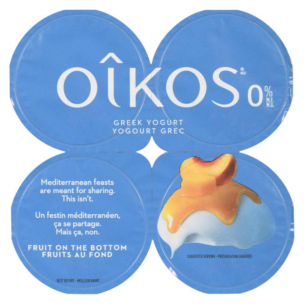 Oîkos Peach Mango Greek Yogurt 0% M.F. 4x100g
