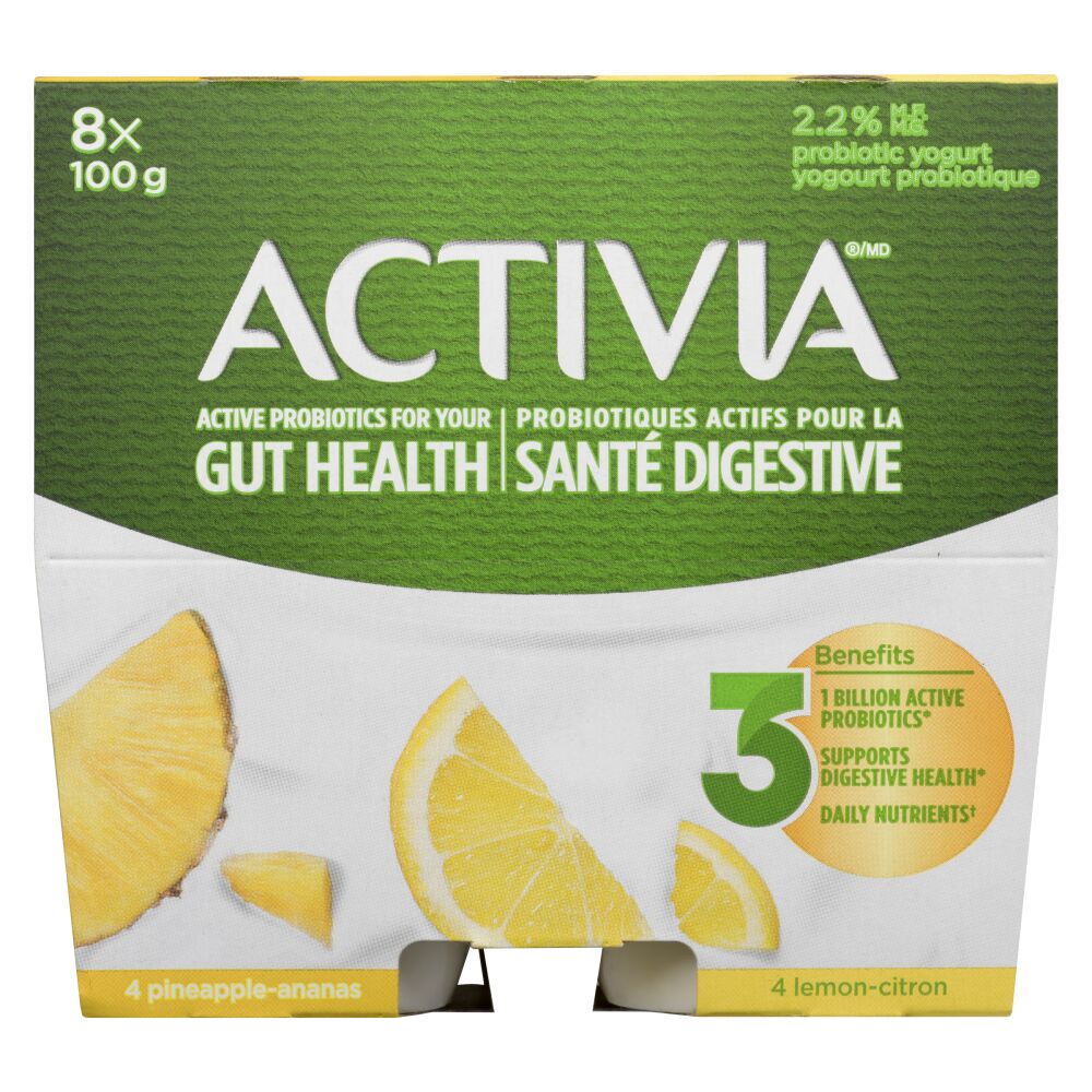 Activia Lemon Pineapple Probiotic Yogurt 8x100g